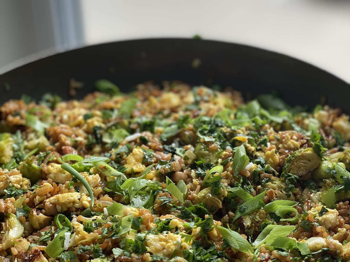 Brussel Sprout and Pancetta Fried Rice in Pot